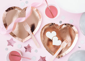 rose gold heart plates