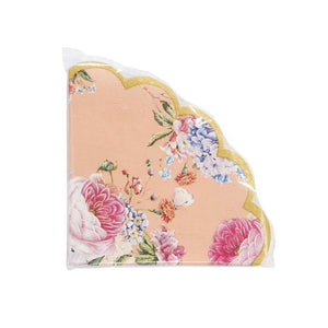 Peach Floral Scalloped Edge Lunch Napkins 20ct | The Party Darling
