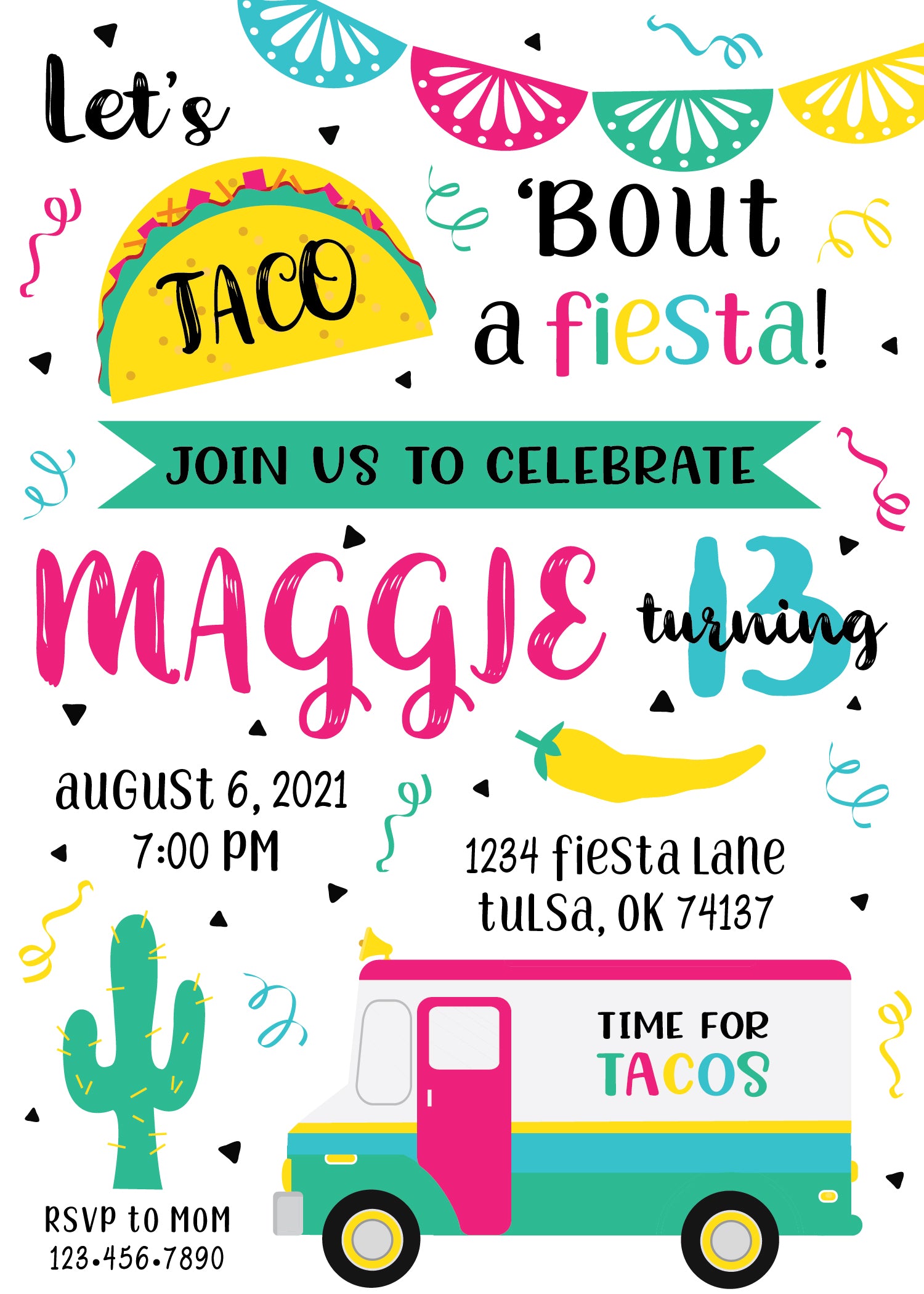 Printable Taco Bout a Fiesta Birthday Invitation | The Party Darling