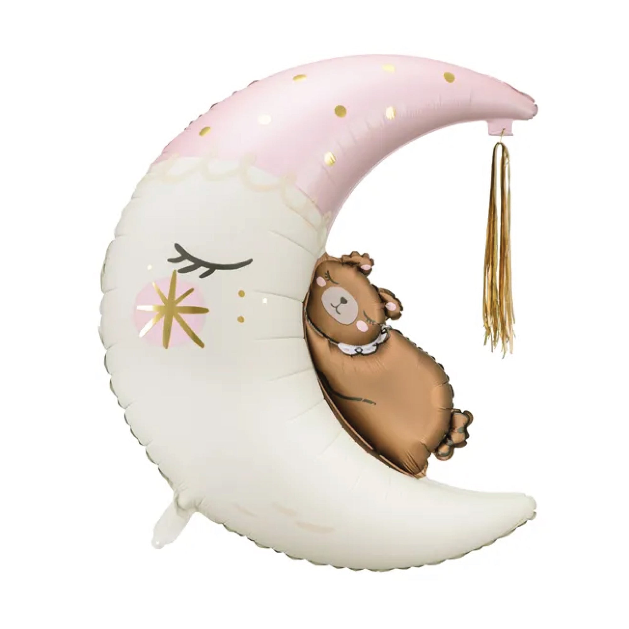 Teddy Bear on the Moon Pink Foil Balloon 34in | The Party Darling