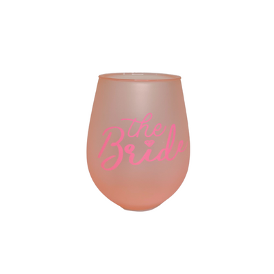 Pink The Bride Acrylic Stemless Wine Glass 12oz