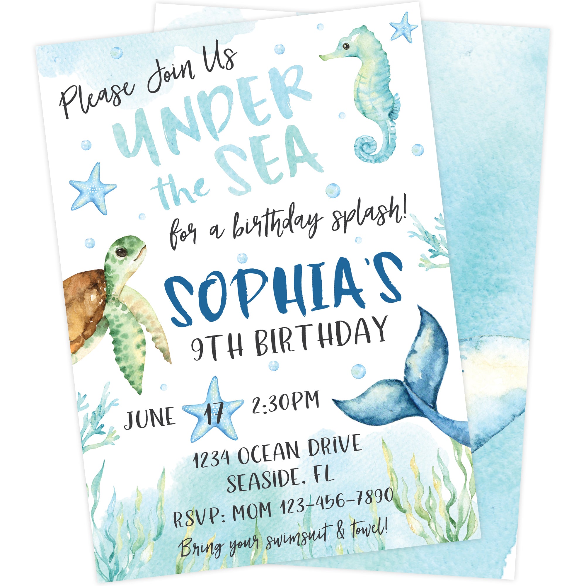Printable Under The Sea Birthday Invitation The Party Darling