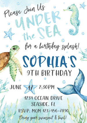 Under The Sea Birthday Invitation - The Party Darling