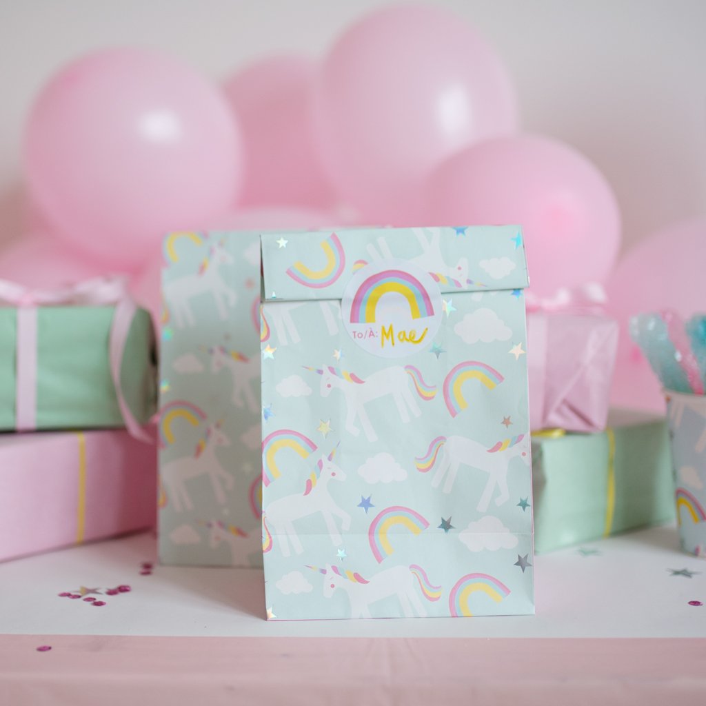 Rainbow Birthday Party Favor Boxes and Stickers