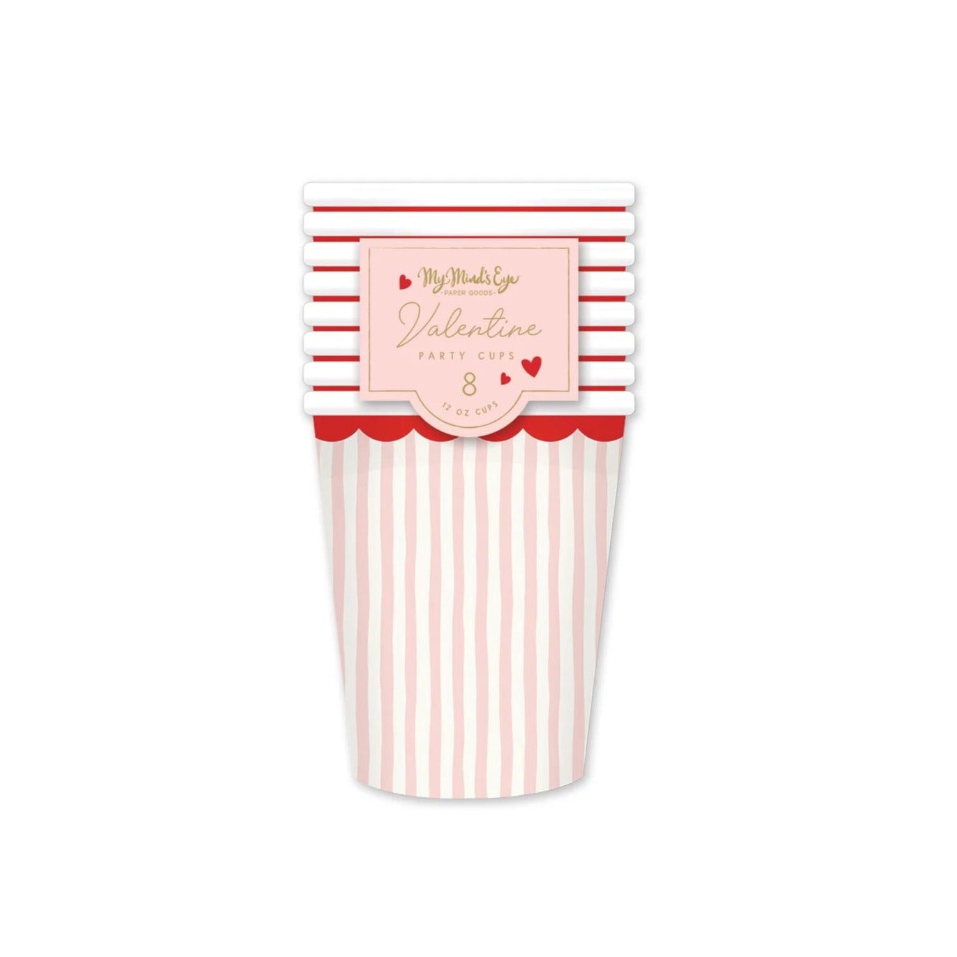 Red & Pink Striped Paper Cups 8ct | The Party Darling