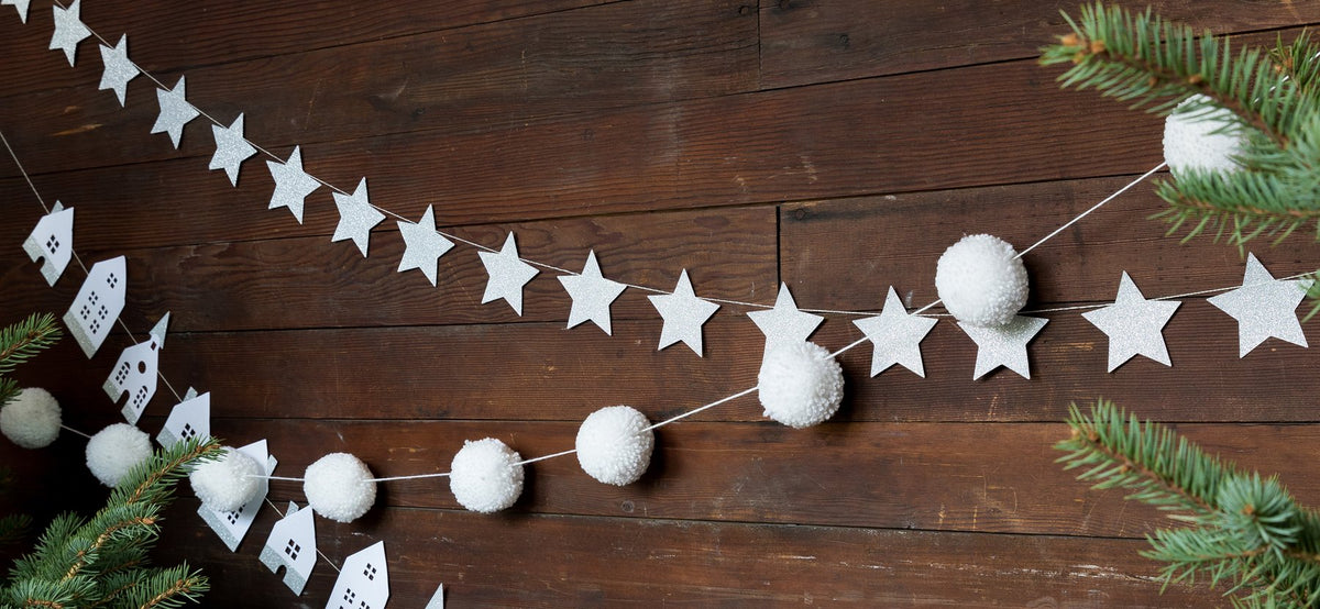 Silver Glitter Stars Garland 6ft - The Party Darling