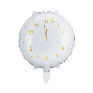 White New Year Clock Foil Balloons 14in | The Party Darling