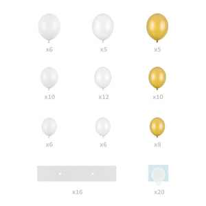 White & Gold Heart Shaped Balloon Garland Kit 68pc Contents