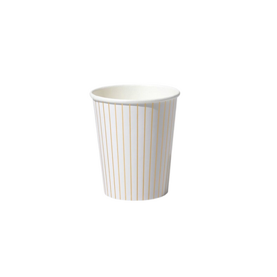 White & Gold Pinstripe Paper Cups 10ct