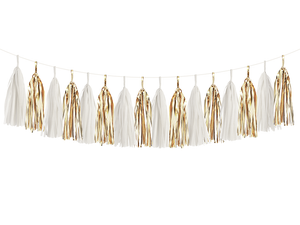 White & Gold Tassel Garland Kit | The Party Darling