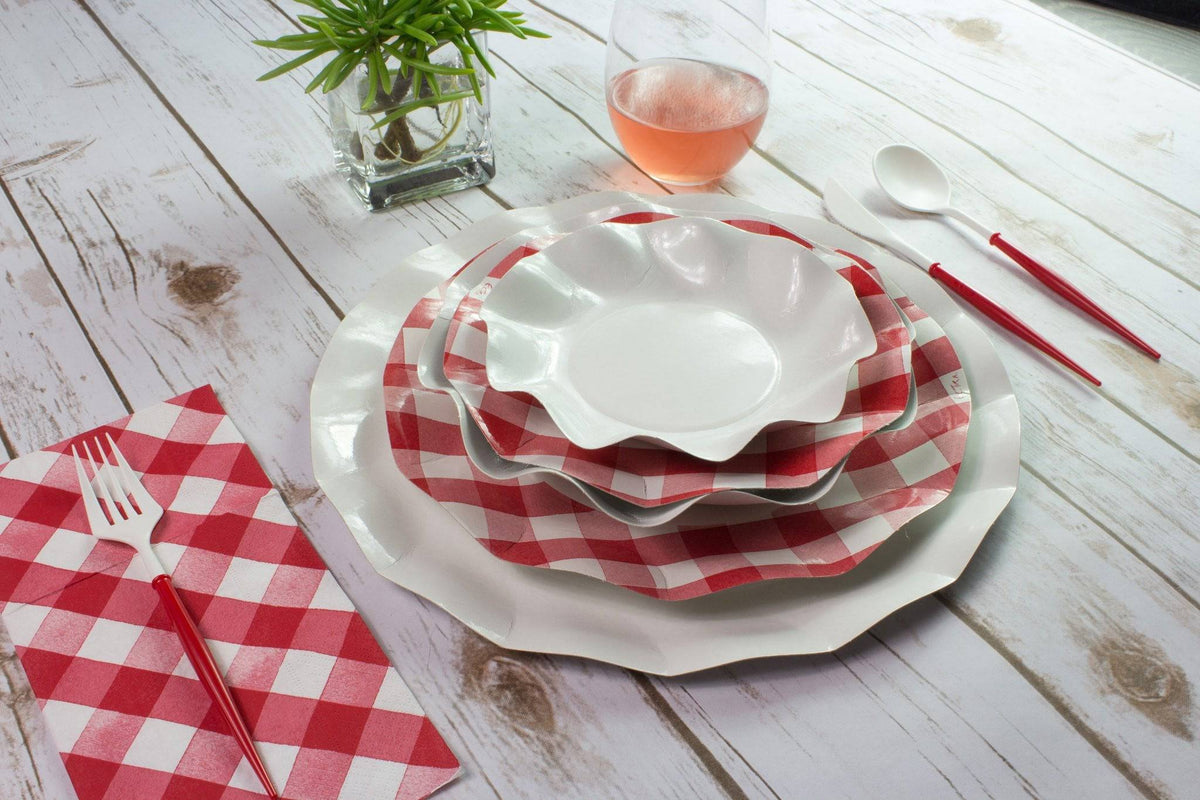 Red &amp; White Assorted Plastic Cutlery Service for 8 | The Party Darling