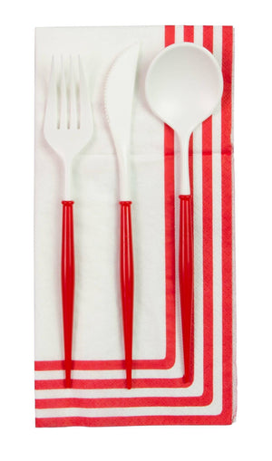 Red & White Assorted Plastic Cutlery Service for 8 | The Party Darling