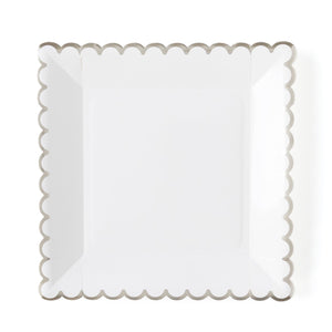 Winter White Scalloped Square Lunch Plates | The Party Darling