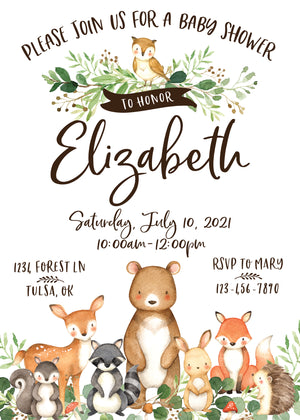 Woodland Baby Shower Printable Invitation - The Party Darling