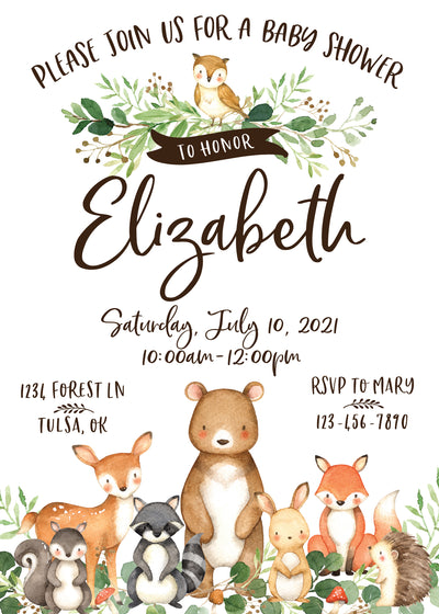 Woodland Baby Shower Printable Invitation | The Party Darling