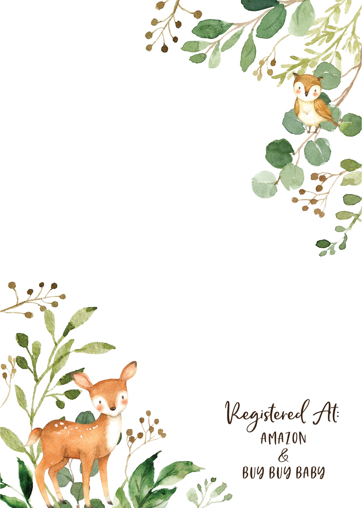 Woodland Baby Shower Printable Invitation