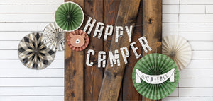 Happy Camper Paper Fan Decorations 10pc - The Party Darling