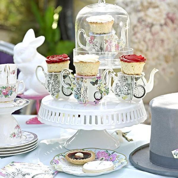 Talking Tables Truly Alice Tea Party Teapot Cupcake Stands (6 Pack), Multicolor