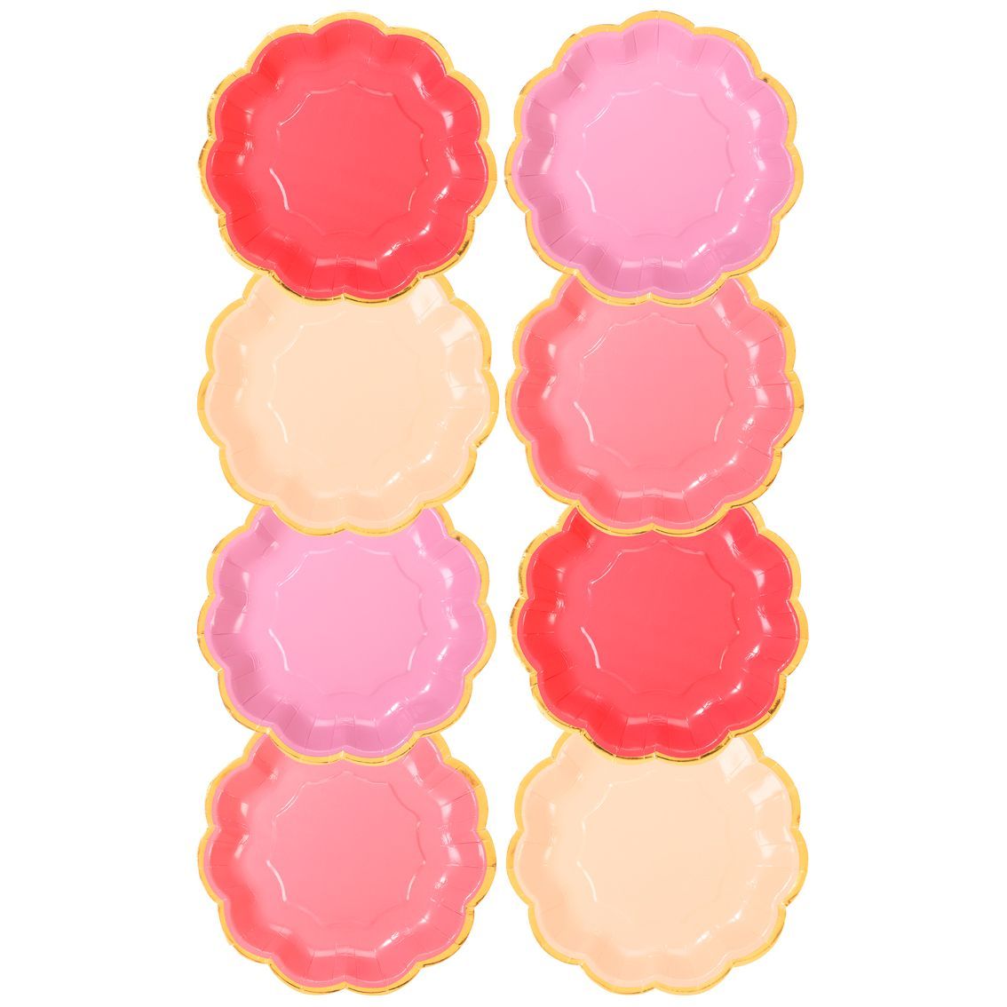 Assorted Blush & Pink Scalloped Dessert Plates 8ct | The Party Darling