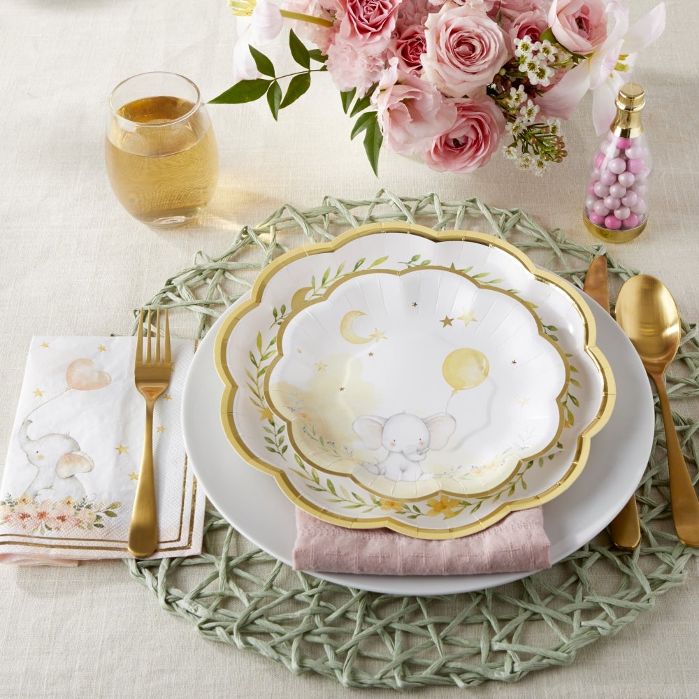 Pink Baby Elephant Lunch Napkins 30ct - The Party Darling