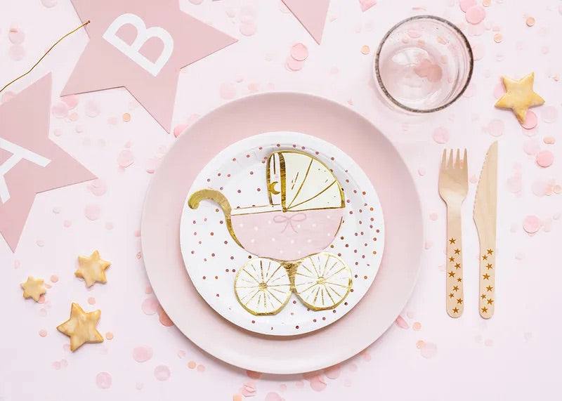 Pink Stroller Baby Shower Dessert Napkins 20ct | The Party Darling