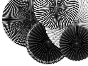 Black & White Paper Fan Decorations 5ct - The Party Darling