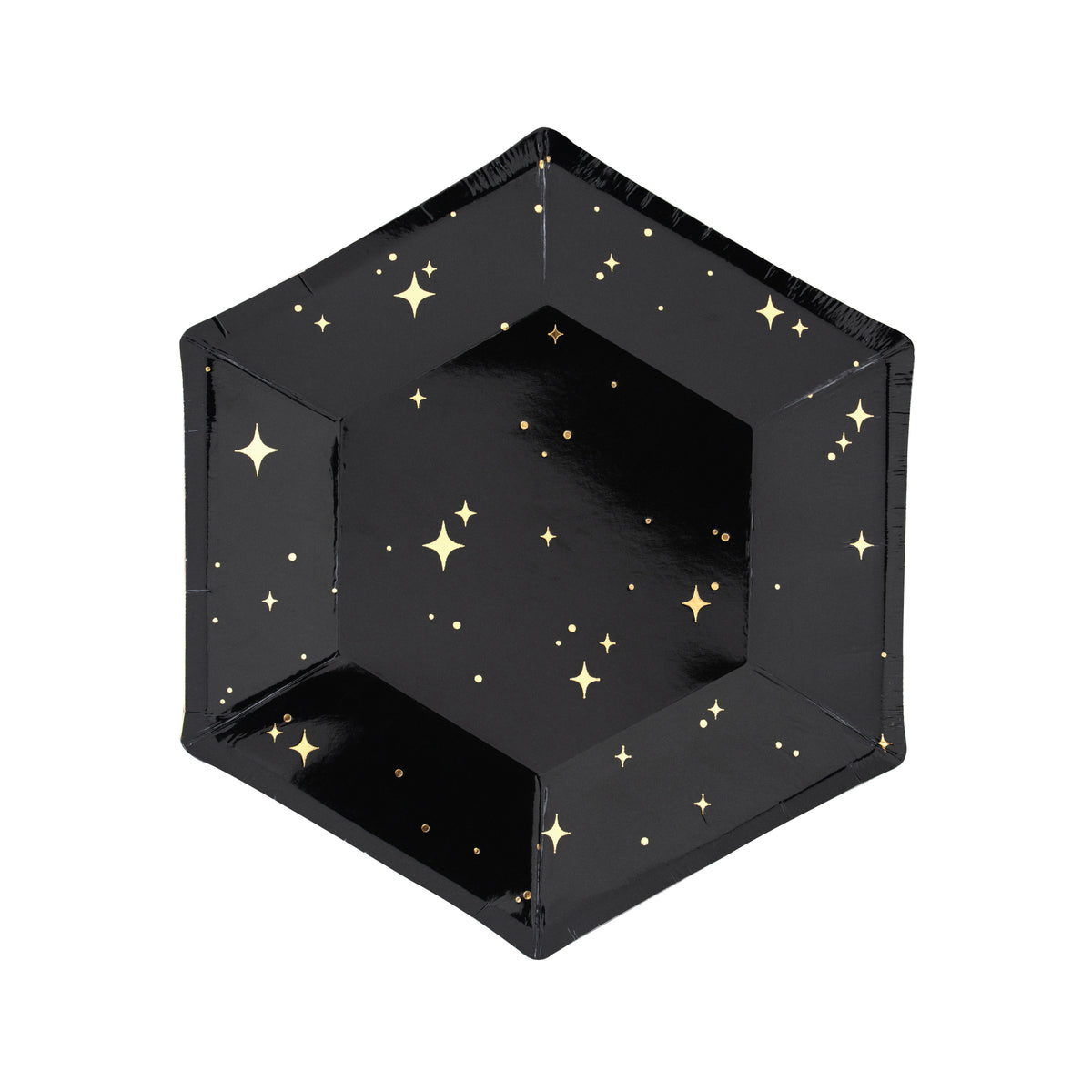 Black &amp; Gold Star Dessert Plates - The Party Darling
