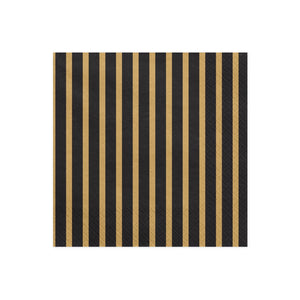 Black & Gold Stripe Lunch Napkins 20ct  | The Party Darling
