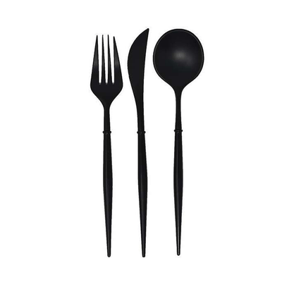 Black Plastic Cutlery Set for 8