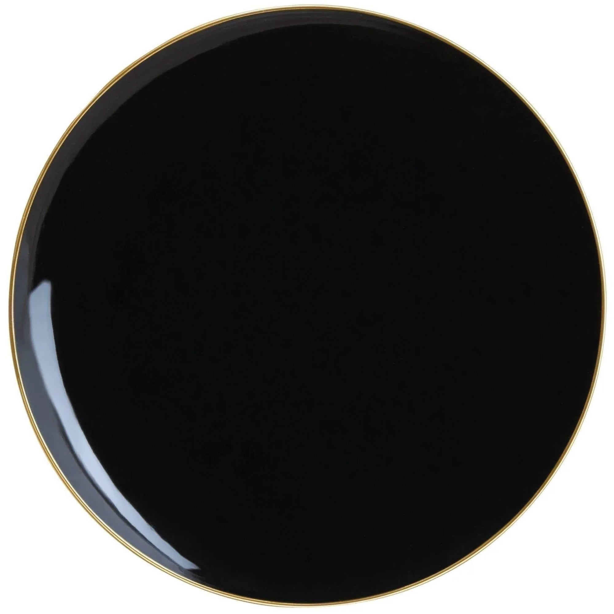 Black With Gold Rim Plastic Dinner Plates 10ct | The Party Darling