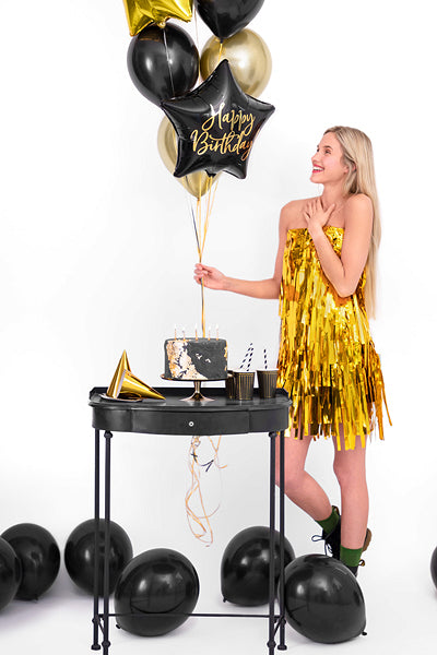 Black Happy Birthday Star Balloon 15.5in | The Party Darling
