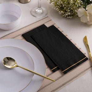 Black with Gold Stripe Paper Guest Napkins 16ct | The Party Darling