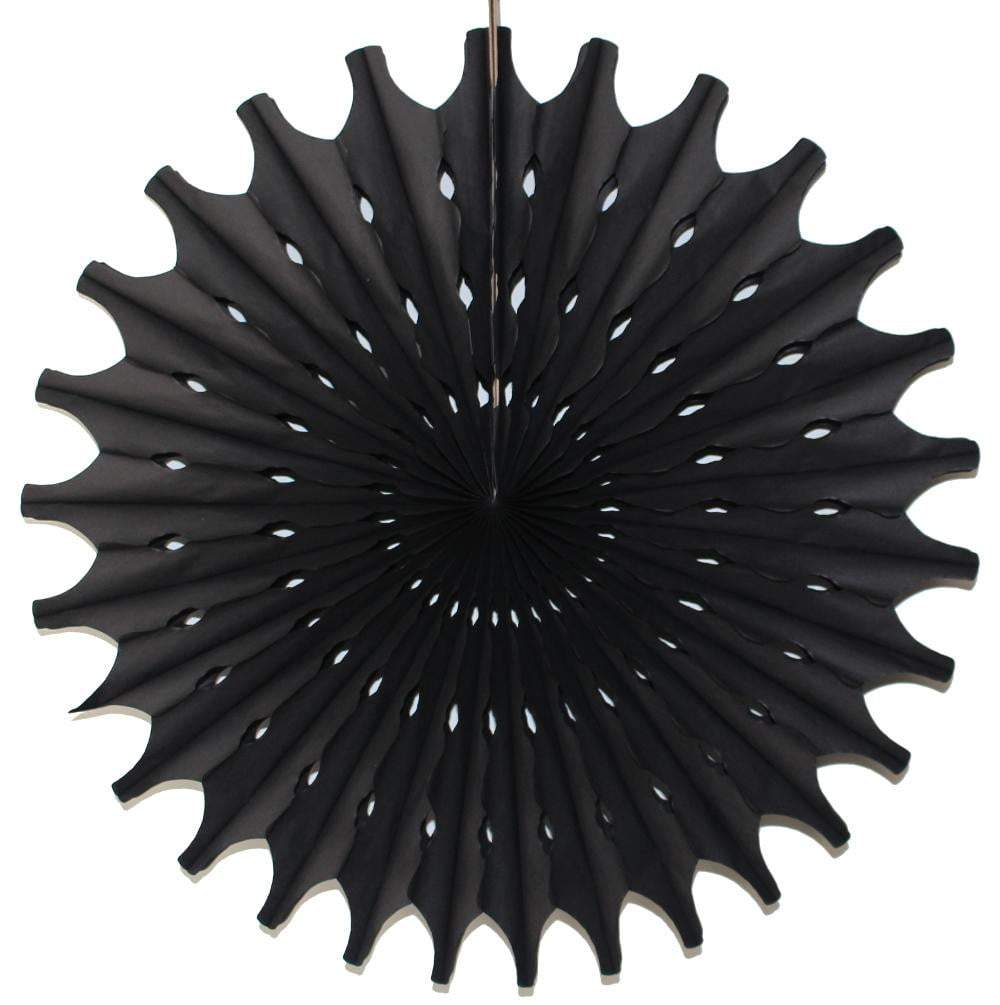 18" Black Tissue Paper Fan | Black Colored Party Decorations | The Party Darling in Tulsa, OK
