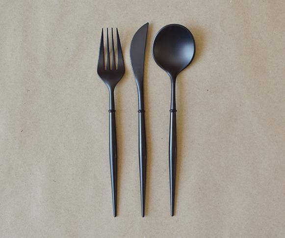 Black Assorted Plastic Cutlery Service for 8 | The Party Darling