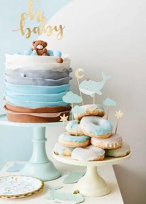 Blue Baby Whale Cake Toppers 7ct