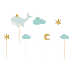 Blue Baby Whale Cake Toppers 7ct | The Party Darling