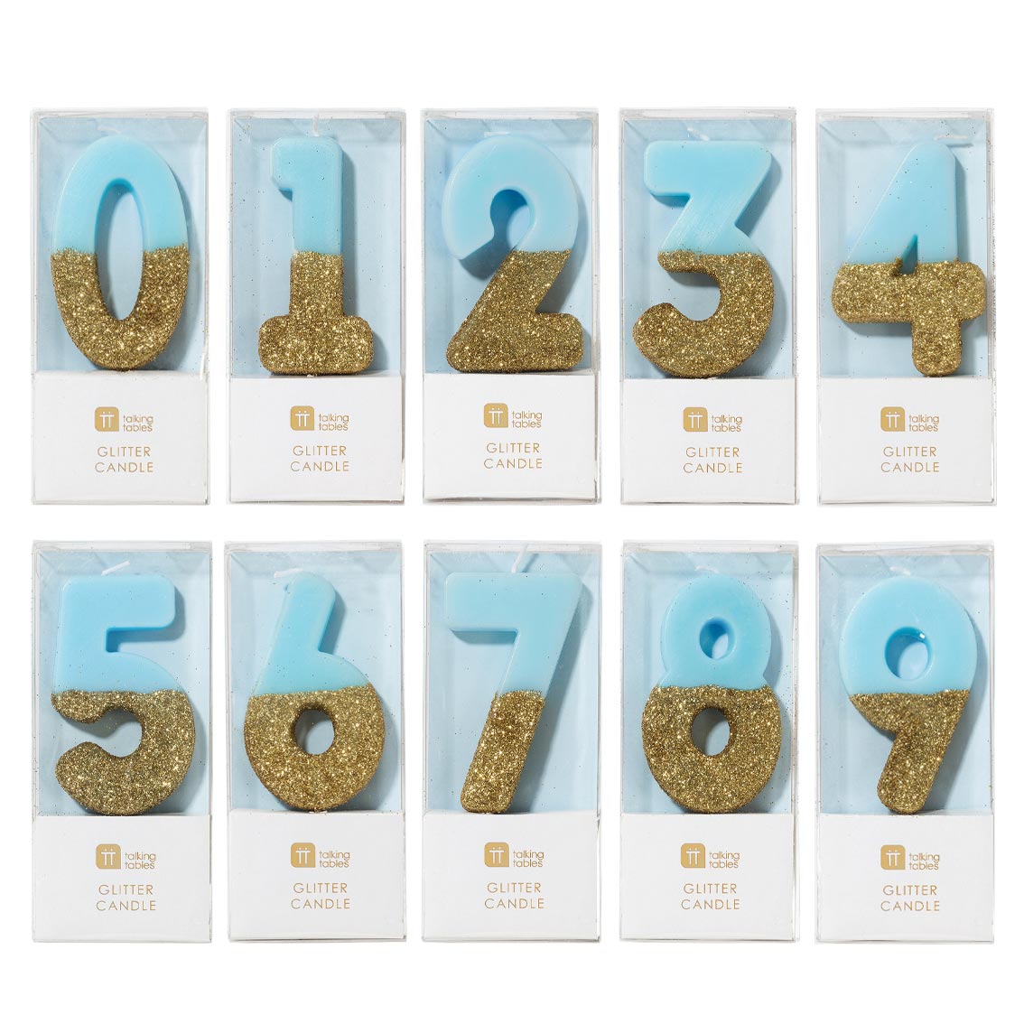 Gold Glitter Dipped Blue Number Birthday Candle - The Party Darling