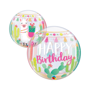 Boho Llama Happy Birthday Bubble Balloon 22in - The Party Darling
