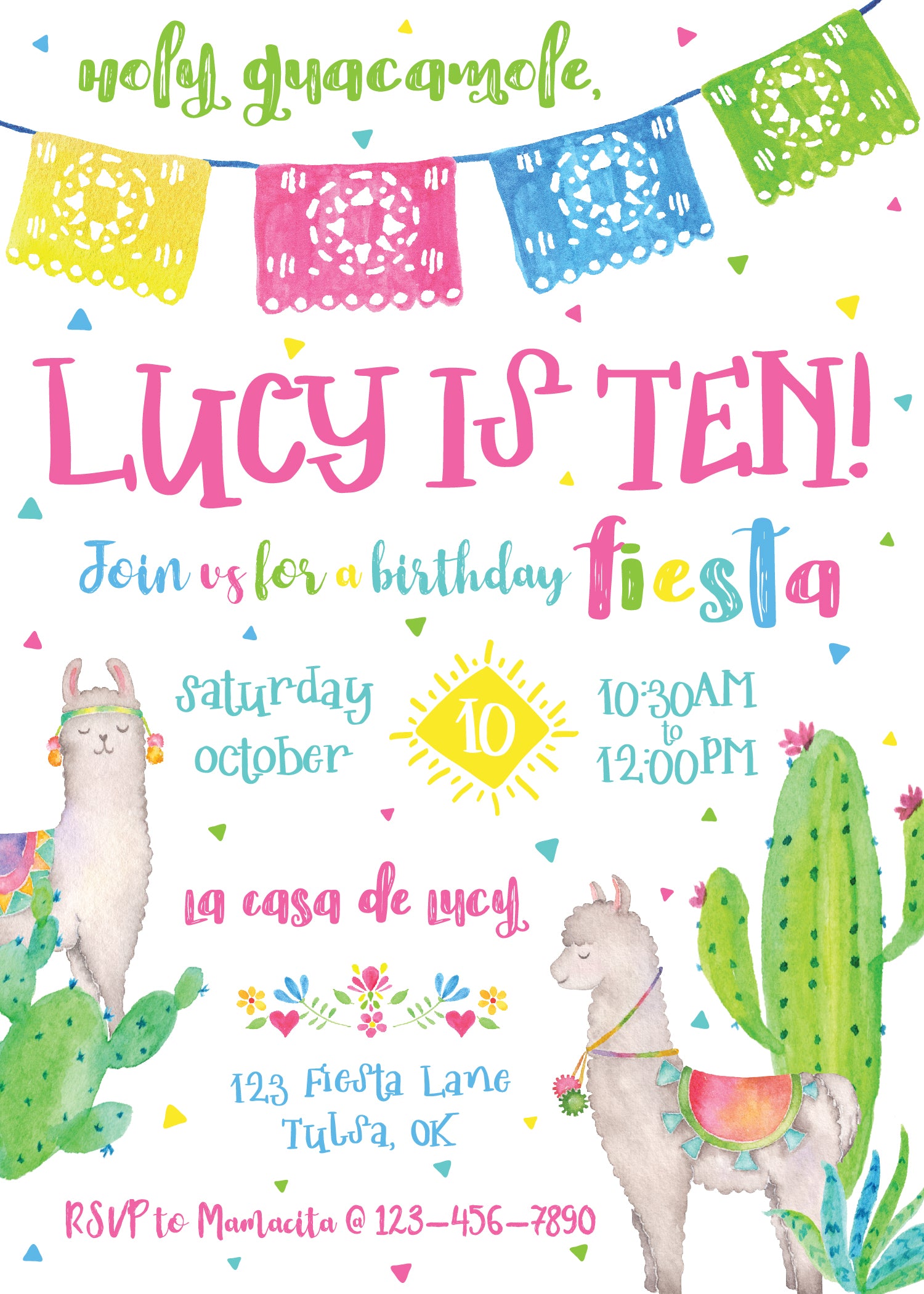 Boho Fiesta Llama Printable Birthday Invitation | The Party Darling
