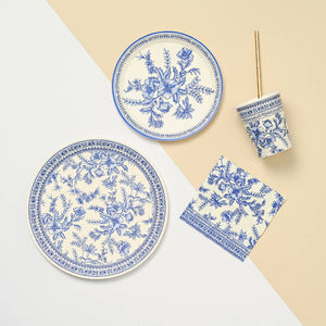  French Toile Paper Lunch Plates
