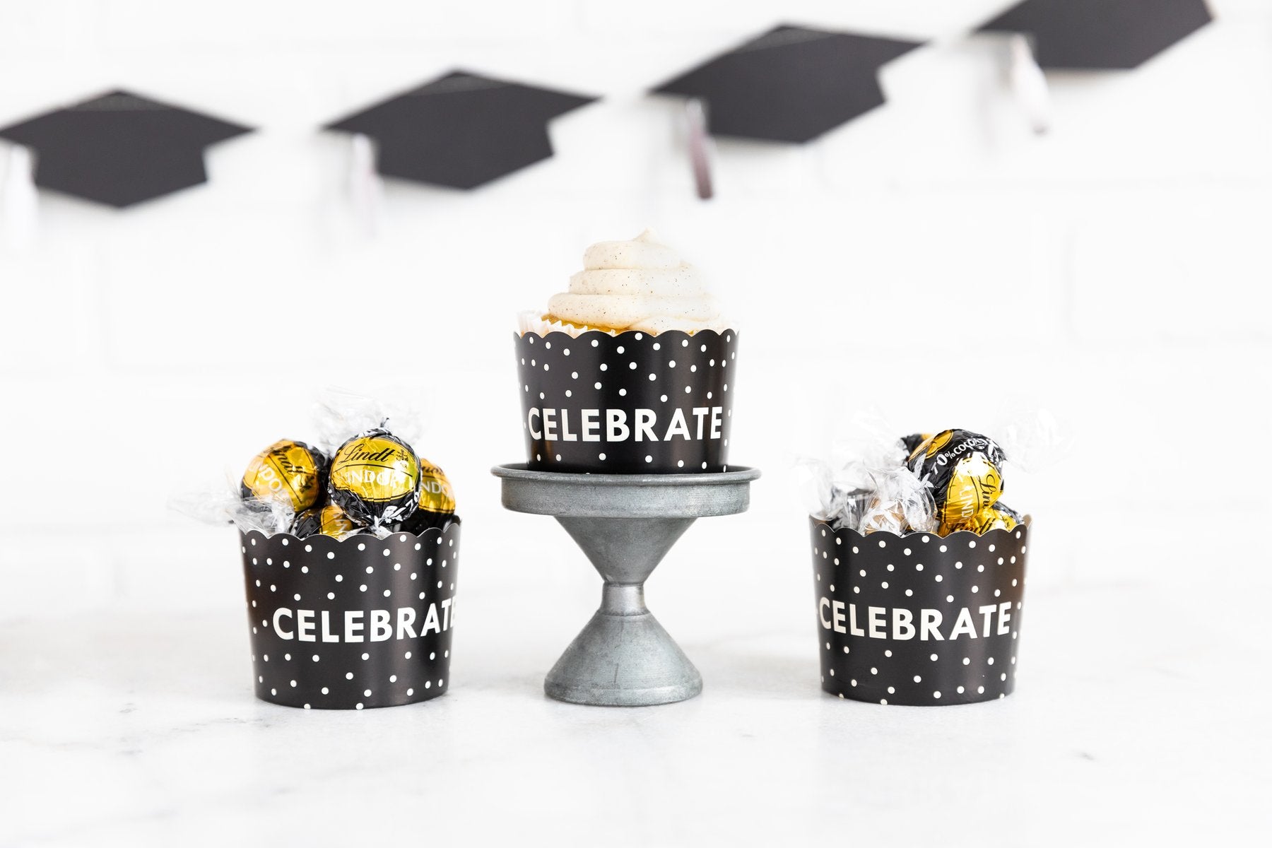 Black & White Celebrate Baking Cups 24ct | The Party Darling