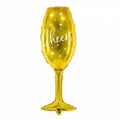 Gold Cheers Champagne Glass Balloon 31.5&quot;