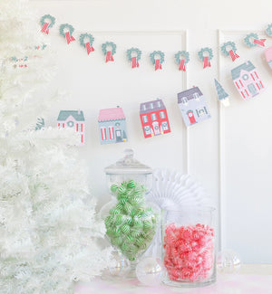 Christmas Village & Wreath Garland Display | The Party Darling