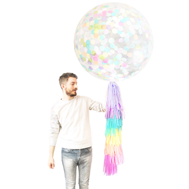 Pastel Rainbow Confetti Balloon DIY Tassels