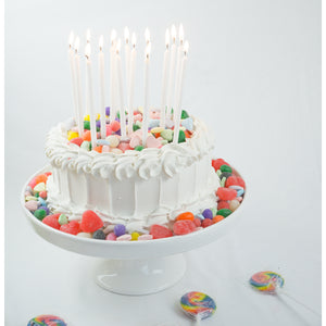 Tall White Glitter Candle Set 16ct. on cake