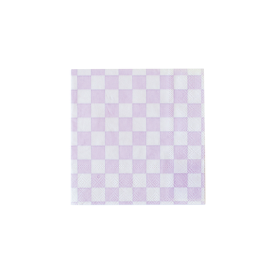 Purple Checkered Dessert Napkins 20ct