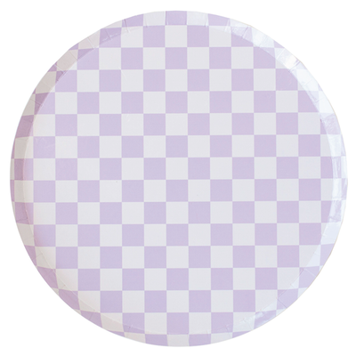 Purple Checkered Dinner Plates 8ct