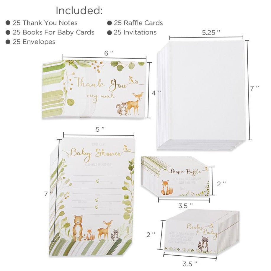 Woodland Baby Shower Invitation &amp; Thank You Card Bundle