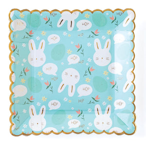 Easter Bunny Scalloped Square Lunch Plates 8ct | The Party Darling