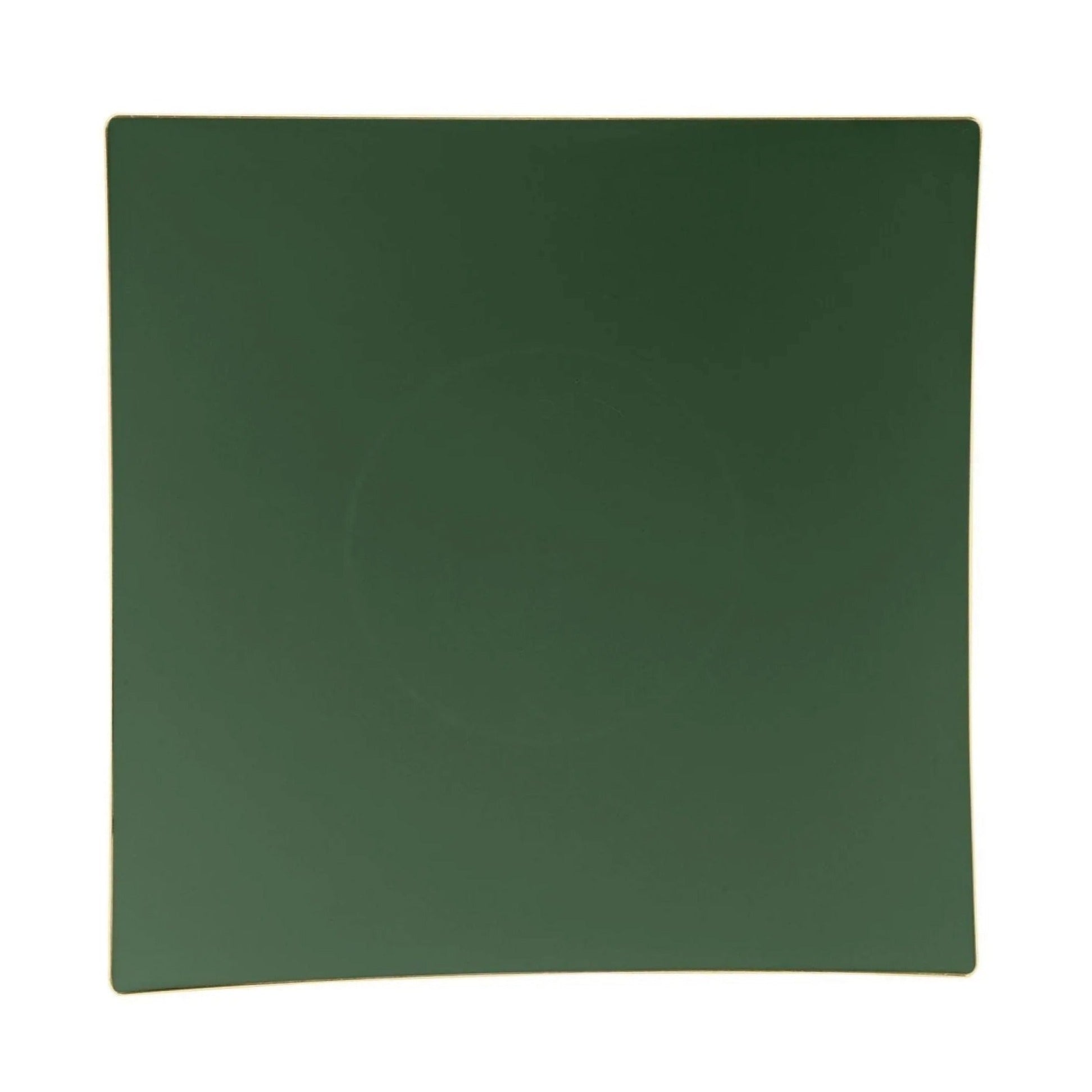 Emerald & Gold Rim Square Plastic Lunch Plates 10ct | The Party Darling